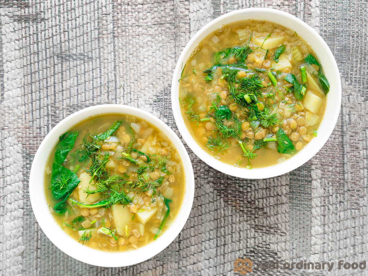 Savory Green Lentil Soup 