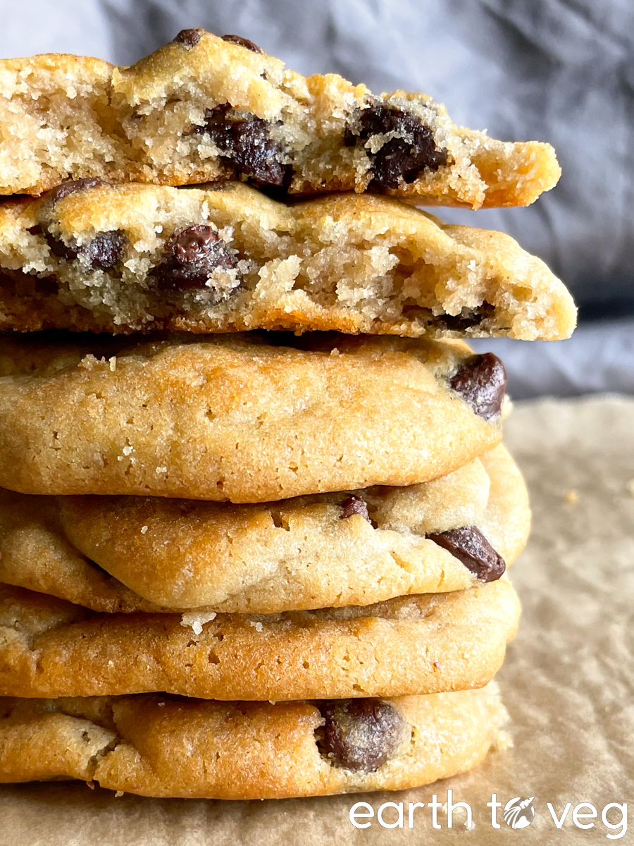 vegan chocolate chip cookies stack