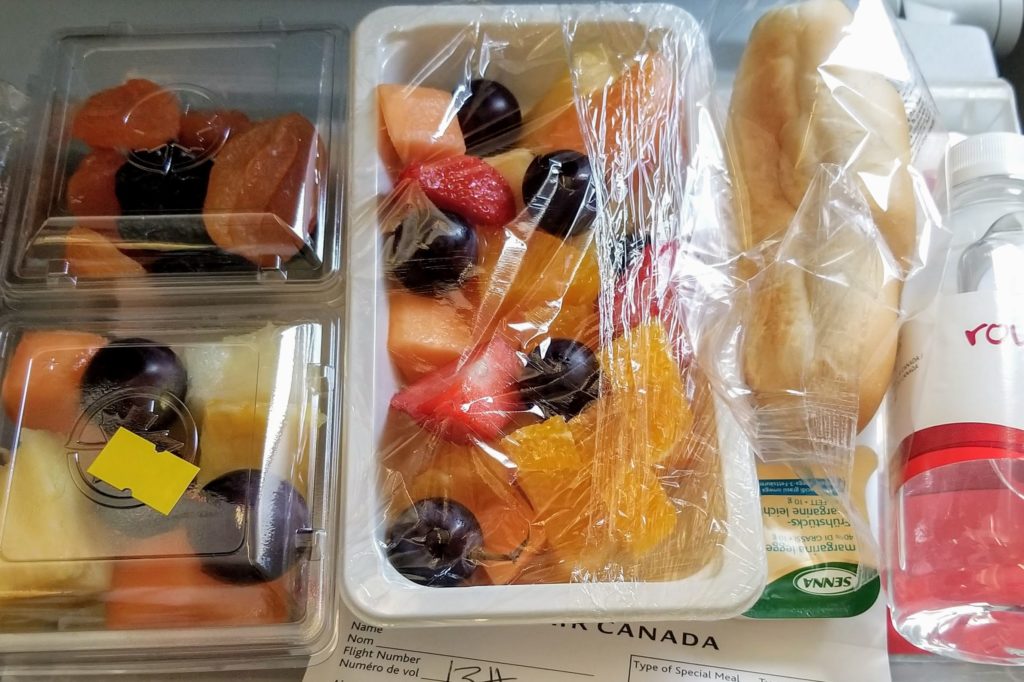 in-flight meal on air canada rouge (fruit plate option)