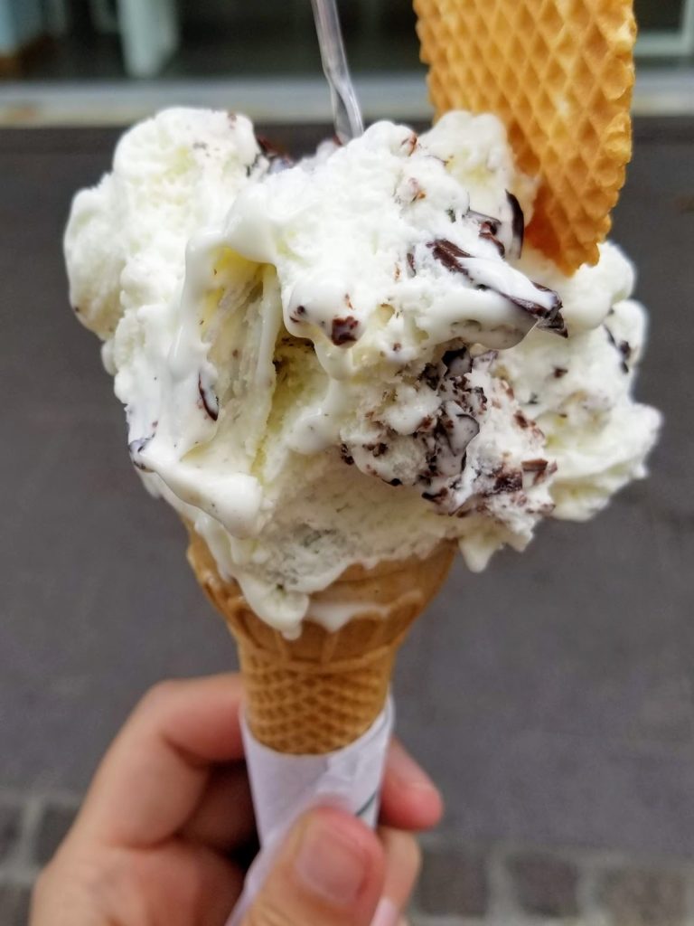 stracciatella waffle cone at gelateria nordpol in imola