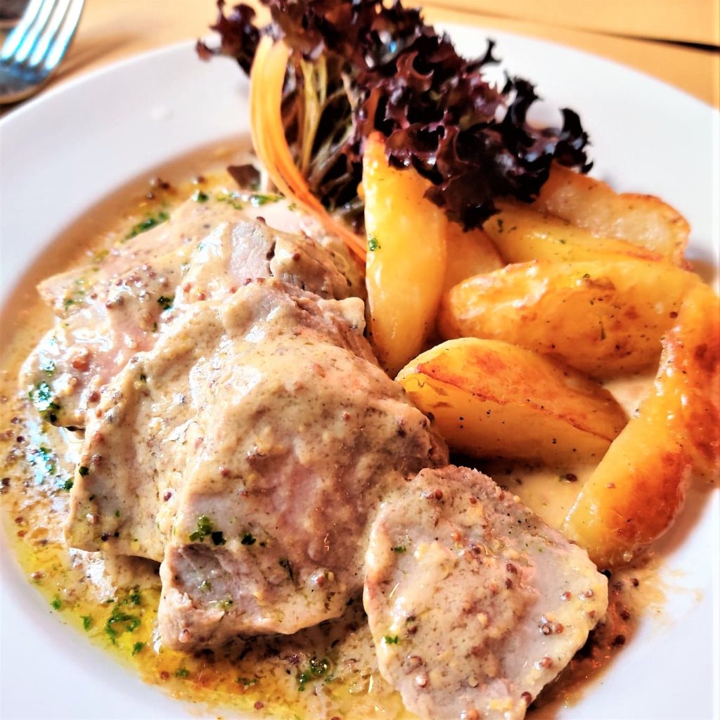 lamb and potato with mustard sauce at la zucca