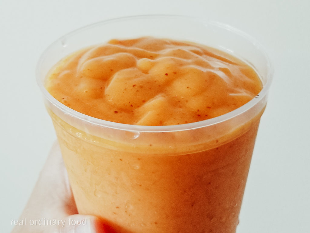 blended mango peach smoothie