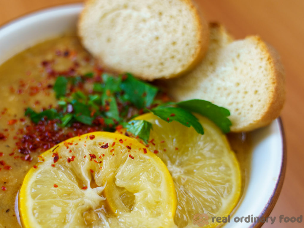 bowl of turkish red lentil soup