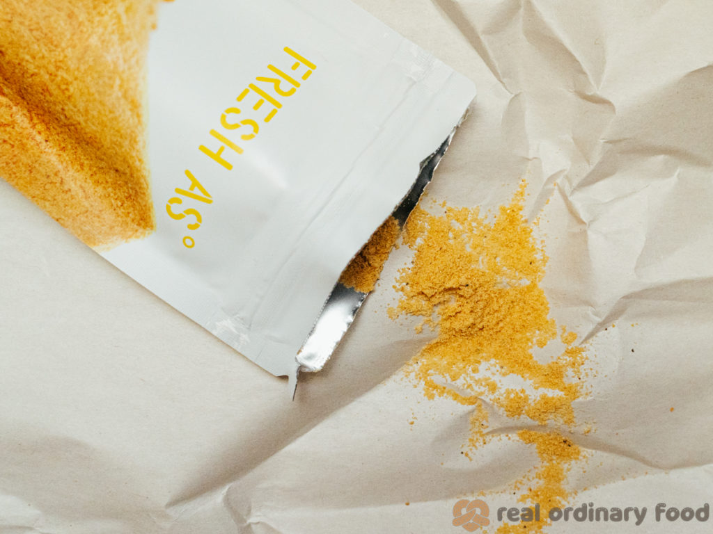 passion fruit powder spilling out from package