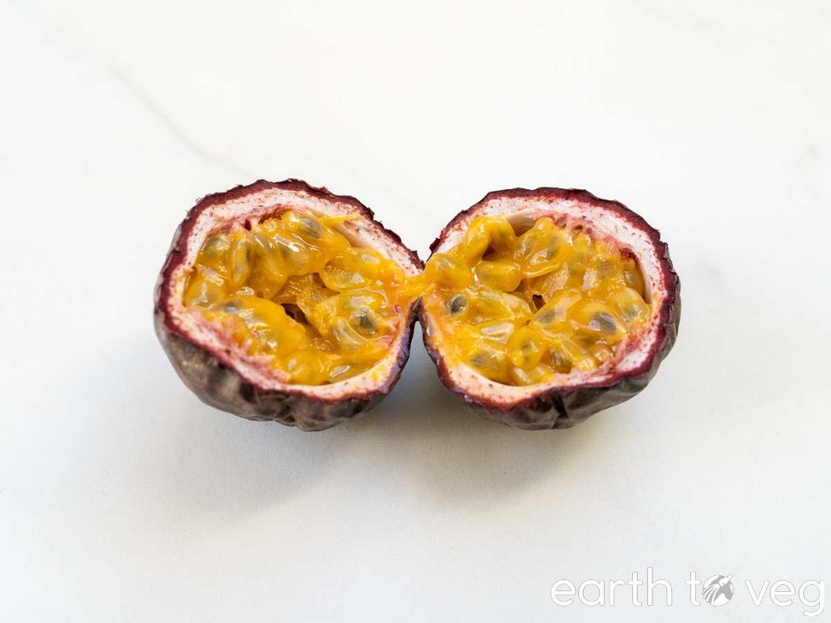 ripe sliced passion fruit