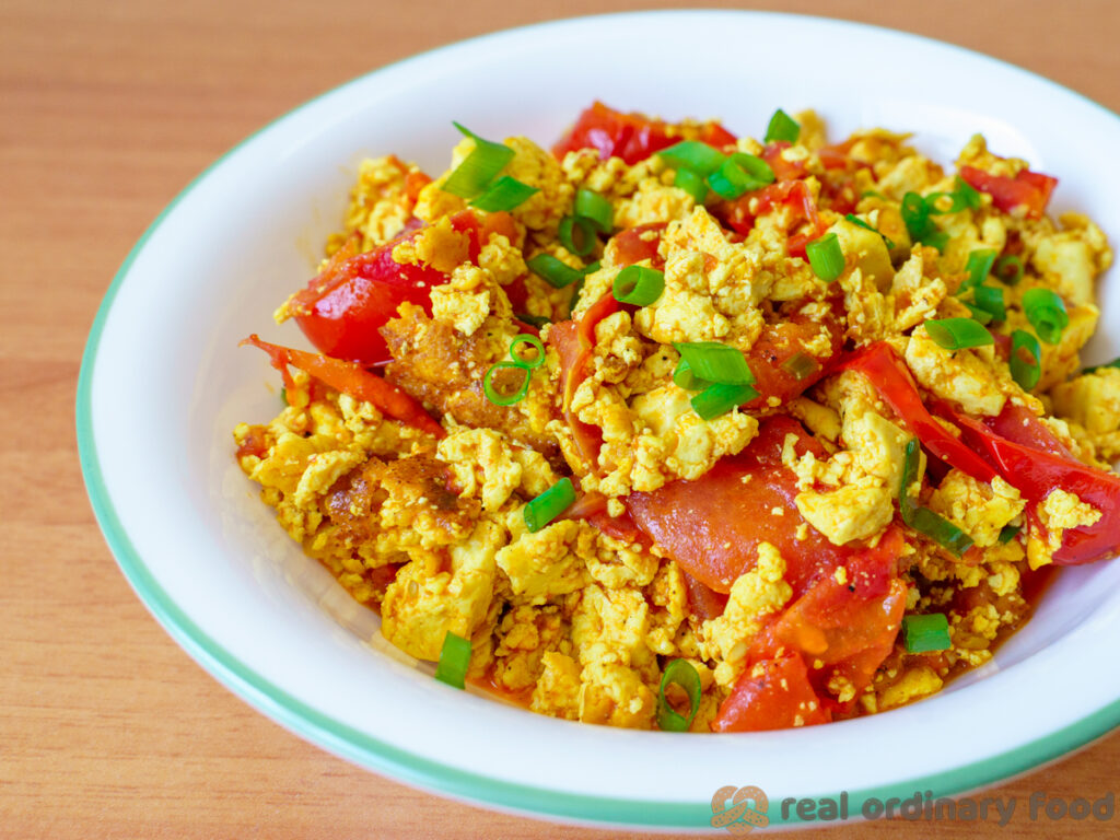 vegan chinese tomato egg scramble