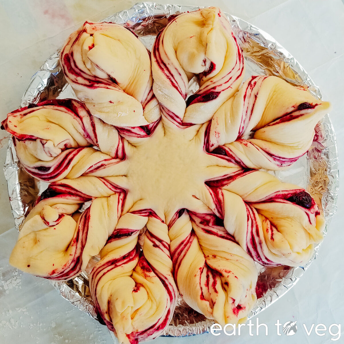 vegan star bread with mixed berry jam