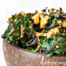 roasted kale sprouts with tahini dressing