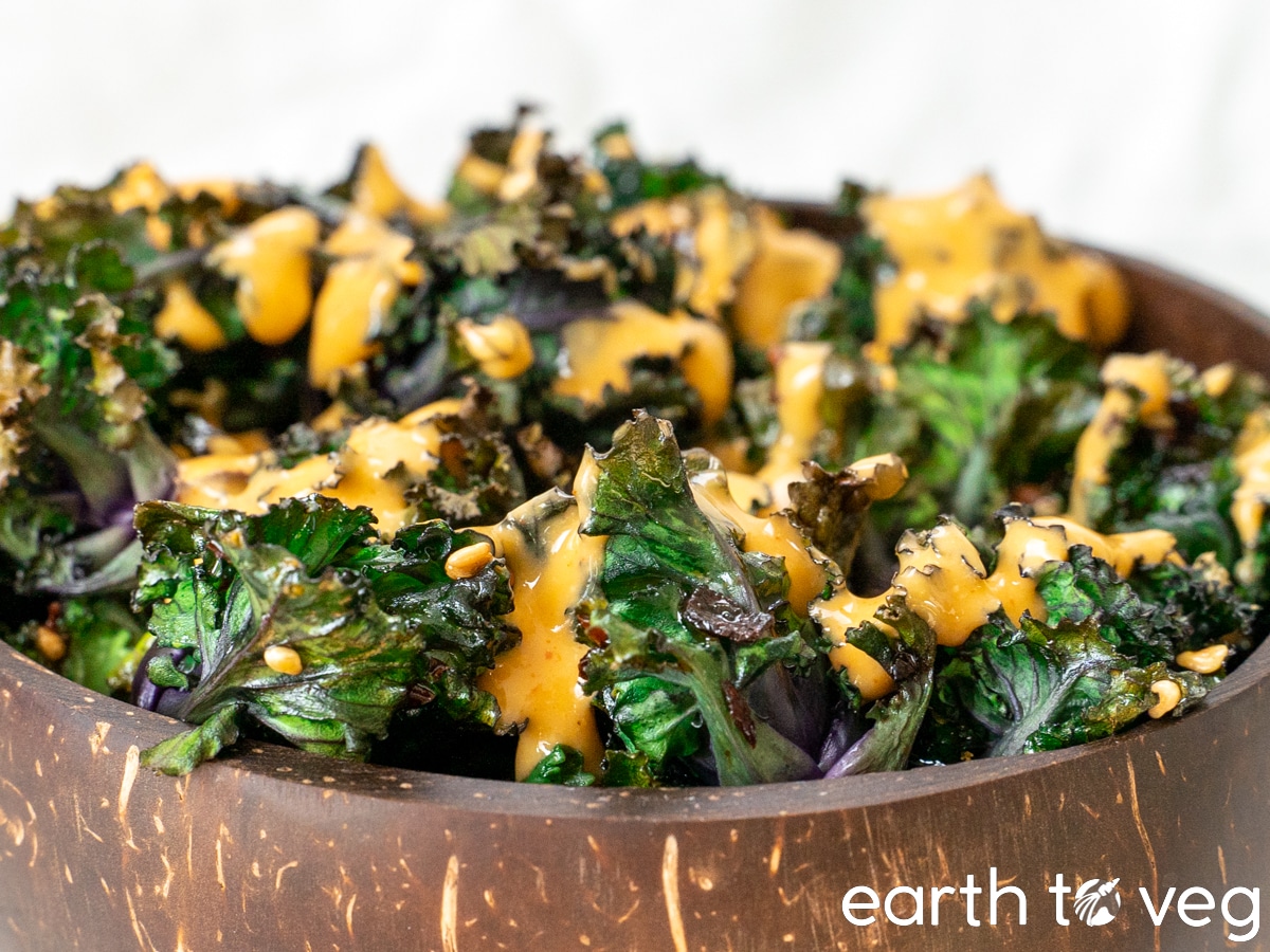 roasted kalettes with tahini salad dressing