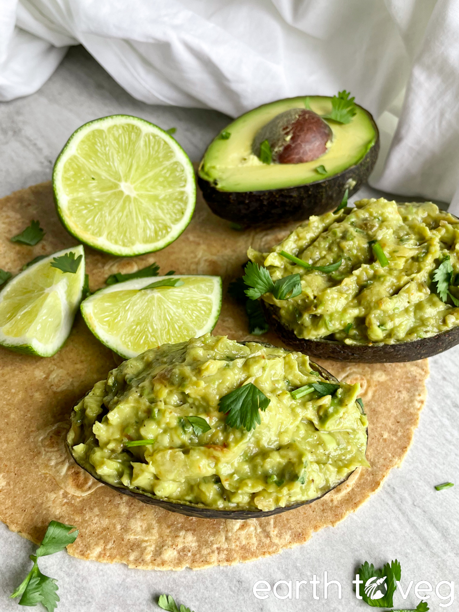 mom's guacamole with limes and tortillas