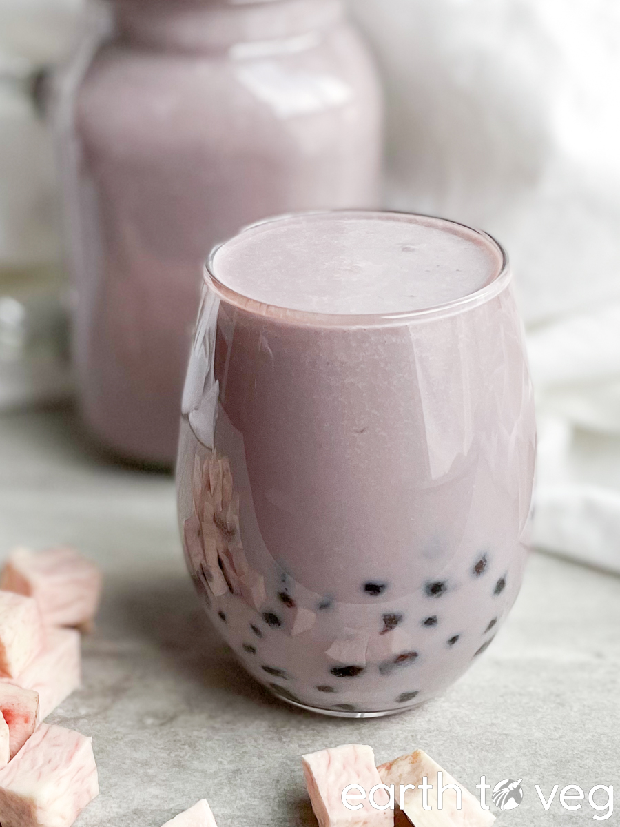 taro milk tea with tapioca pearls
